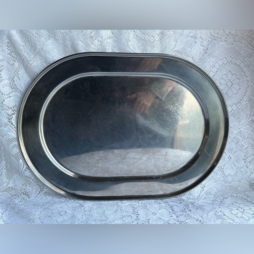 Elegant Silver Oval Serving Tray